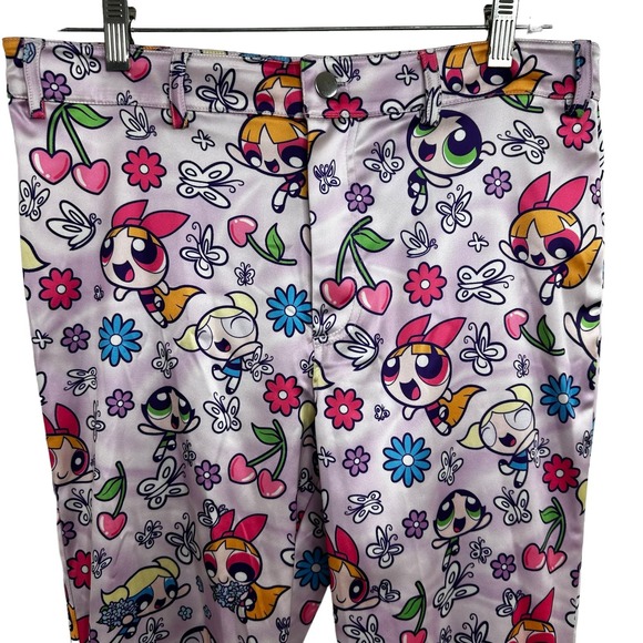 NWOT DOLLS KILL x Powerpuff Girls Flare Pants  Large Purple Satin (32x32) Goth - Picture 11 of 16